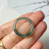 17mm A-Grade Natural Blue Floral Jadeite Slim Cut Ring Band No. 162673