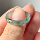 17mm A-Grade Natural Blue Floral Jadeite Slim Cut Ring Band No. 162673