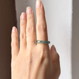 17mm A-Grade Natural Blue Floral Jadeite Slim Cut Ring Band No. 162673