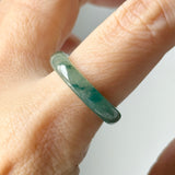 17mm A-Grade Natural Blue Floral Jadeite Slim Cut Ring Band No. 162673