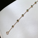 SOLD OUT: Icy A-Grade Natural Imperial Green Jadeite Petite Dolly Bracelet (Champagne) No.190436