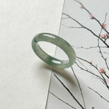 18mm A-Grade Natural Blue Floral Jadeite Slim Cut Ring Band No. 162674