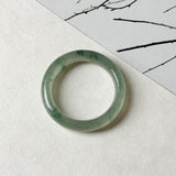 18mm A-Grade Natural Blue Floral Jadeite Slim Cut Ring Band No. 162674