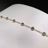 SOLD OUT: Icy A-Grade Natural Imperial Green Jadeite Petite Dolly Bracelet (Champagne) No.190436