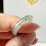 18mm A-Grade Natural Blue Floral Jadeite Slim Cut Ring Band No. 162674