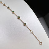 SOLD OUT: Icy A-Grade Natural Imperial Green Jadeite Petite Dolly Bracelet (Champagne) No.190436