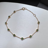 SOLD OUT: Icy A-Grade Natural Imperial Green Jadeite Petite Dolly Bracelet (Champagne) No.190436