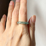 18mm A-Grade Natural Blue Floral Jadeite Slim Cut Ring Band No. 162674