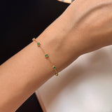 SOLD OUT: Icy A-Grade Natural Imperial Green Jadeite Petite Dolly Bracelet (Champagne) No.190436