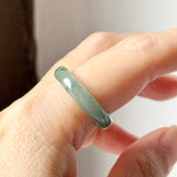 18mm A-Grade Natural Blue Floral Jadeite Slim Cut Ring Band No. 162674