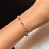 SOLD OUT: Icy A-Grade Natural Imperial Green Jadeite Petite Dolly Bracelet (Champagne) No.190436
