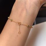 SOLD OUT: Icy A-Grade Natural Imperial Green Jadeite Petite Dolly Bracelet (Champagne) No.190436