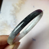 52.7mm A-Grade Natural Black White Jadeite Modern Oval Bangle No.151990