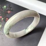 51.6mm A-Grade Natural Lavender Bluish Green Floral Jadeite Modern Round Bangle No.330086