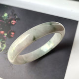 51.6mm A-Grade Natural Lavender Bluish Green Floral Jadeite Modern Round Bangle No.330086