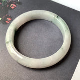 51.6mm A-Grade Natural Lavender Bluish Green Floral Jadeite Modern Round Bangle No.330086