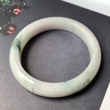 51.6mm A-Grade Natural Lavender Bluish Green Floral Jadeite Modern Round Bangle No.330086