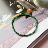 2.7mm Icy A-Grade Natural Dark Bluish Green Jadeite Beaded Bracelet No.190479