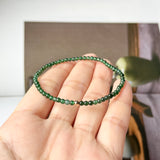 2.7mm Icy A-Grade Natural Dark Bluish Green Jadeite Beaded Bracelet No.190479