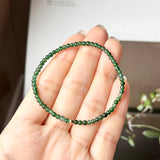 2.7mm Icy A-Grade Natural Dark Bluish Green Jadeite Beaded Bracelet No.190479