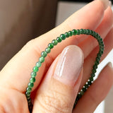 2.7mm Icy A-Grade Natural Dark Bluish Green Jadeite Beaded Bracelet No.190479