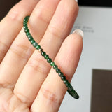 2.7mm Icy A-Grade Natural Dark Bluish Green Jadeite Beaded Bracelet No.190479