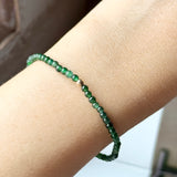 2.7mm Icy A-Grade Natural Dark Bluish Green Jadeite Beaded Bracelet No.190479