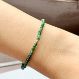 2.7mm Icy A-Grade Natural Dark Bluish Green Jadeite Beaded Bracelet No.190479