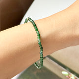 2.7mm Icy A-Grade Natural Dark Bluish Green Jadeite Beaded Bracelet No.190479