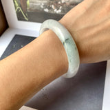 51.6mm A-Grade Natural Lavender Bluish Green Floral Jadeite Modern Round Bangle No.330086