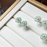 Icy A-Grade Natural Bluish Green Floral Jadeite Frangipani Flower Stud Earring No. 180884