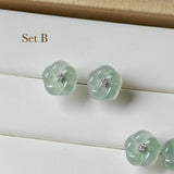 Icy A-Grade Natural Bluish Green Floral Jadeite Frangipani Flower Stud Earring No. 180884