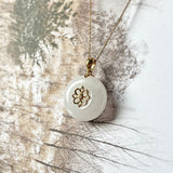A-Grade White Jadeite Peranakan Tile Donut Pendant No.171718
