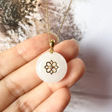 A-Grade White Jadeite Peranakan Tile Donut Pendant No.171718