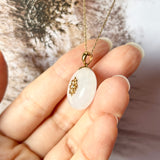 A-Grade White Jadeite Peranakan Tile Donut Pendant No.171718