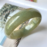 58mm A-Grade Natural Yellowish Green Jadeite Modern Round Bangle No.151101