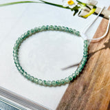 3.4mm Icy A-Grade Natural Bluish Green Floral Jadeite Beaded Bracelet No.190480