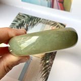 58mm A-Grade Natural Yellowish Green Jadeite Modern Round Bangle No.151101