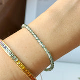 3.4mm Icy A-Grade Natural Bluish Green Floral Jadeite Beaded Bracelet No.190480