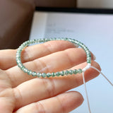 3.4mm Icy A-Grade Natural Bluish Green Floral Jadeite Beaded Bracelet No.190480