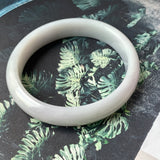 55.3mm A-Grade Natural Light Lavender Green Jadeite Modern Oval Bangle No.330085