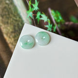 9.84cts A-Grade Natural Moss on Snow Jadeite Donut Pair No.180533
