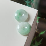 9.84cts A-Grade Natural Moss on Snow Jadeite Donut Pair No.180533