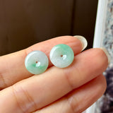 9.84cts A-Grade Natural Moss on Snow Jadeite Donut Pair No.180533