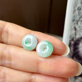9.84cts A-Grade Natural Moss on Snow Jadeite Donut Pair No.180533