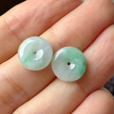 9.84cts A-Grade Natural Moss on Snow Jadeite Donut Pair No.180533