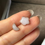 A-Grade Natural Pink Jadeite Moon & Star Stud Earring No. 180887