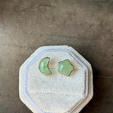 Icy A-Grade Natural Green Jadeite Moon & Star Stud Earring No. 180888