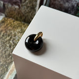 A-Grade Natural Black Jadeite Bagel Pendant (Gold Drop Bail) No. 172853
