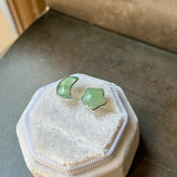 Icy A-Grade Natural Green Jadeite Moon & Star Stud Earring No. 180888